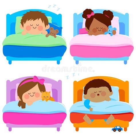 Enfants Mignons Dormir Dans Le Sommeil Heureux Denfants De Lit Dans Le