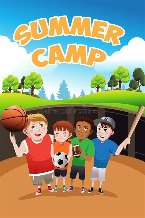 Summer Camp Poster Cartoon Stock Illustrations 3575 Summer Camp
