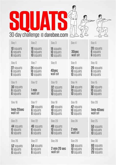 Day Ab Squat Challenge Printable Calendar