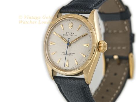 Rolex Oyster Perpetual Bubbleback Ref Ct C Quilted Dial Vintage Gold Watches