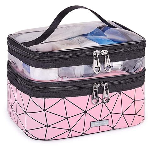 China Double Layer Makeup Bag Large Cosmetic Bag Clear Travel Cosmetic