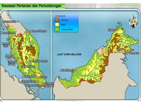 Terdapat tanda panah ke kiri yang menunjukkan wilayah indonesia dan tanda panah ke kanan yang menunjukkan wilayah malaysia. Geografi Tingkatan 1: Bentuk mukabumi Tanah Pamah