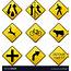 Warning Traffic Signs Icons Royalty Free Vector Image