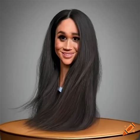 Realistic Meghan Markle Styling Head With Long Hair On Craiyon