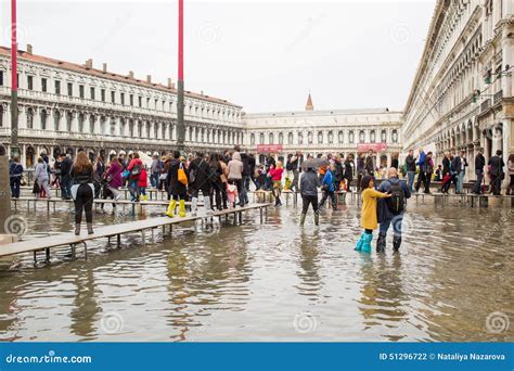 San Marco Square In Venice Flooded From The High Water Editorial
