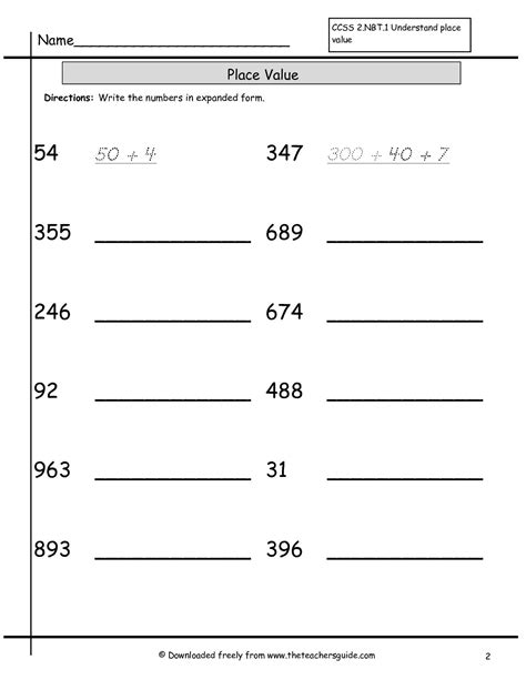 Place Value Worksheets 2nd Grade Expanded Form Kidsworksheetfun