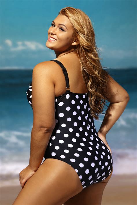 Black White Polka Dot Plus Size One Piece Swimsuit Swimming Pool Summer Woman Ebay