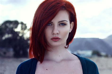Female Model Red Hair Blue Eyes