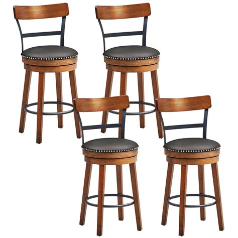 Gymax Set Of 4 Barstool 255 Swivel Counter Height Dining Chair With