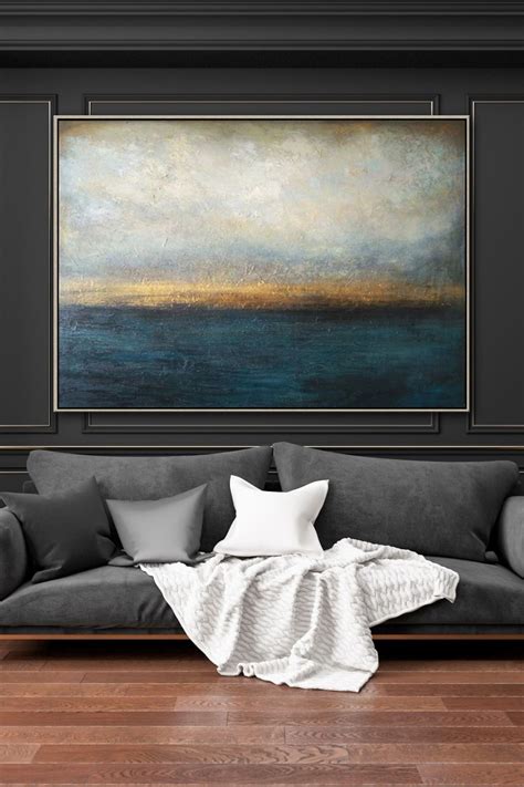 Large Abstract Painting Original Oversized Painting Blue Painting Gray Painting Sea Painting ...