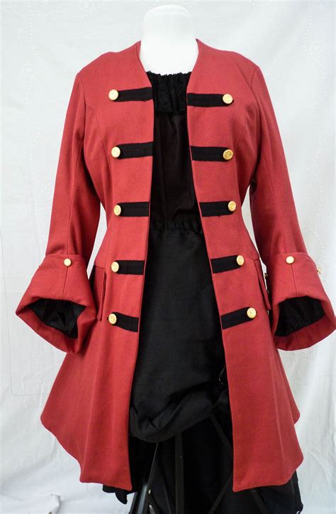 Ladies Red Pirate Wench Frock Coat Jacket Jack Sparrowcaptain Hook