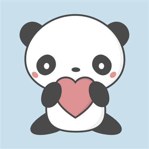 Kawaii Cute Panda With A Heart T Shirt Panda T Shirt Teepublic Fr