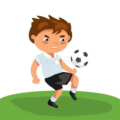 Kid Football Player Running Cartoon Stock Vector Illustration Of Icon