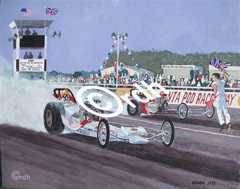 Vintage Drag Racing Art Limited Edition Print Santa Pod Raceway