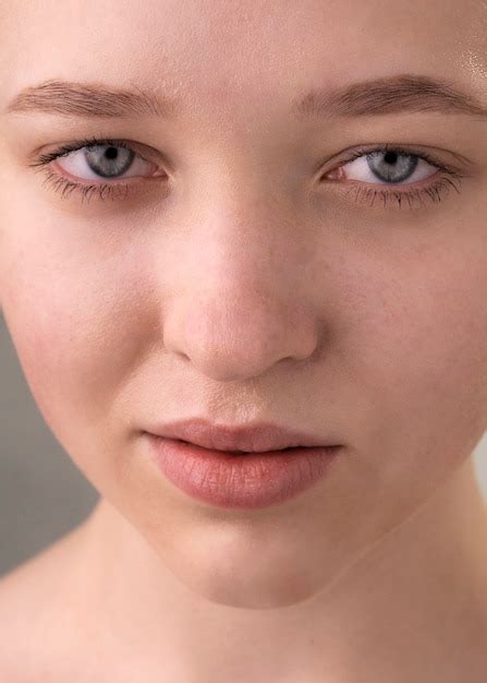 Free Photo Close Up Portrait Of Woman With Hydrated Skin