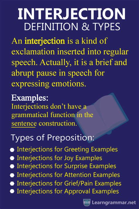 Interjection Definition And Types Learn English English Grammar Notes