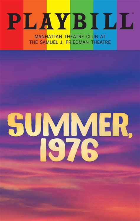Summer 1976 Playbill With Limited Edition 2023 Rainbow Pride Logo