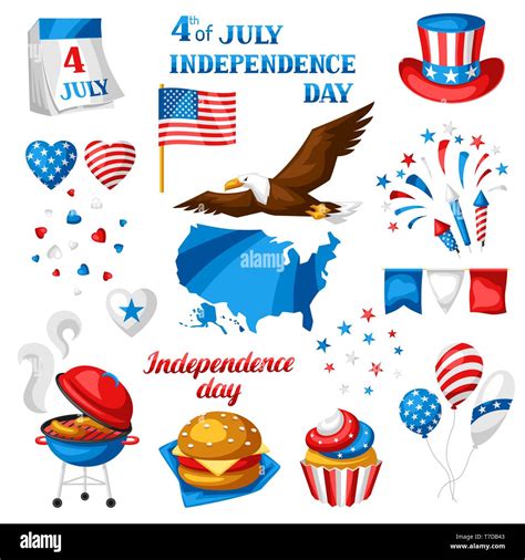 Fourth Of July Independence Day Symbols Set Stock Vector Image Art Alamy