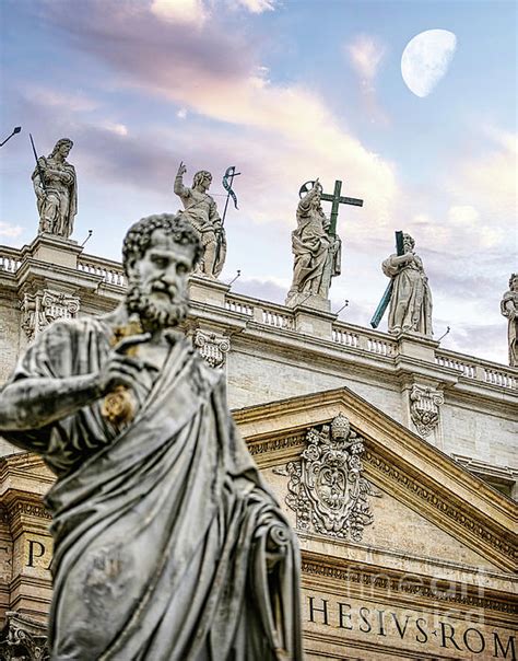 Statue Of St Peter Holding The Key To The Gates Of Heaven In Front Of