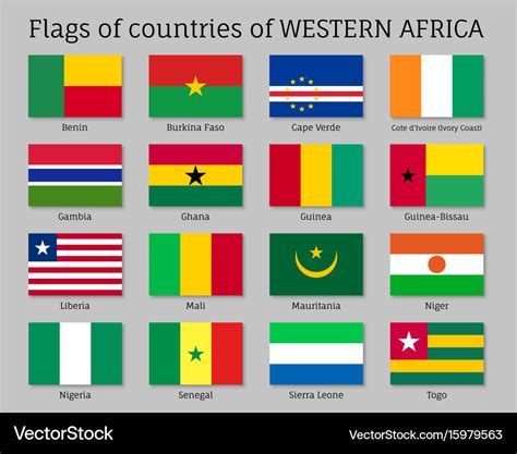 Western Africa Countries Flag Set Royalty Free Vector Image