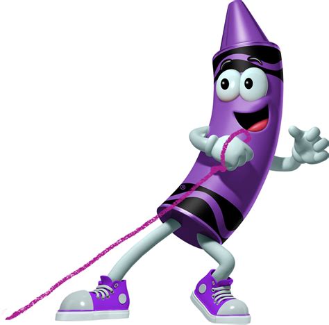Purple Crayon Cartoon Character Pulling A Purple String Crayola