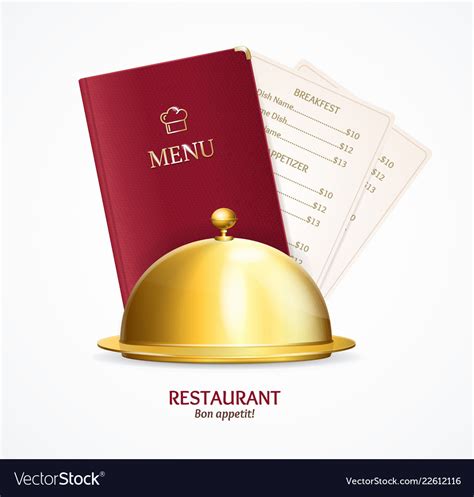 Realistic Detailed 3d Restaurant Menu Concept Vector Image