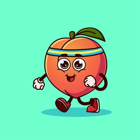 Cute Peach Fruit Character Jogging 2993870 Vector Art At Vecteezy