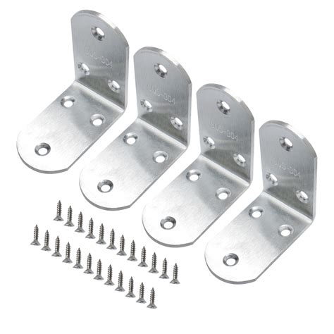 Uxcell 4pcs 65x65mm Stainless Steel L Shaped Right Angle Brackets With
