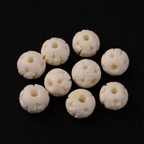 681012mm White Round Handmade Carved Ox Bone Beads For