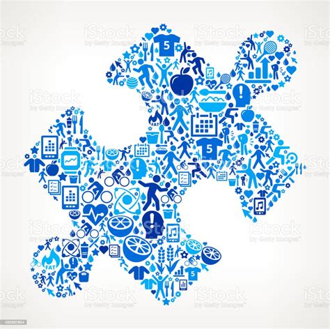 Puzzle Piece Fitness And Diet Icon Pattern Stock Illustration