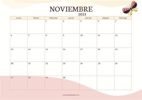 Calendarios Noviembre Para Imprimir Pdf