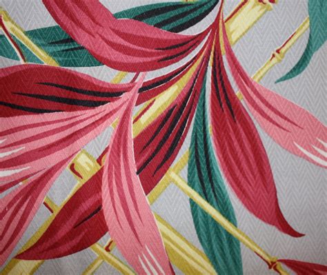 3 Yards 35 Wide Vintage Tropical Barkcloth Fabric