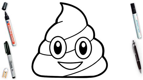 How To Draw A Poop Emoji Easy Step By Step Cute Poop Drawing Tutorial