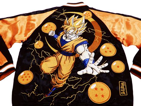 Dragon Ball Z Mens Japanese Souvenir Jacket Son Goku Super Saiyan Suk