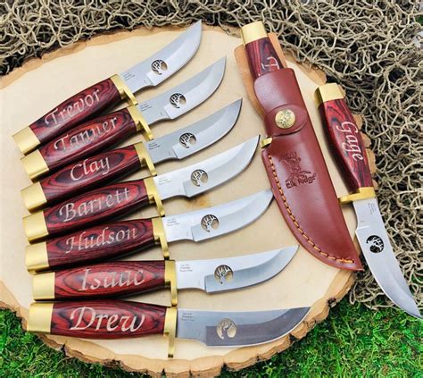 Set Of 10 Groomsmen T Knives Engraved Hunting Knife And Genuine