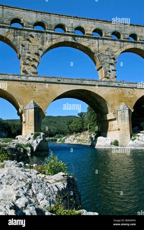 Pont Du Gard Bridge Of The Gard Ancient Roman Aqueduct Bridge That