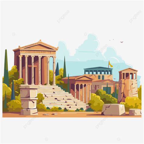 고대 그리스 만화의 고대 건축의 아테네 클립 아트 그림 벡터 아테네 클립 아트 만화 PNG 일러스트 및 벡터 에 대한