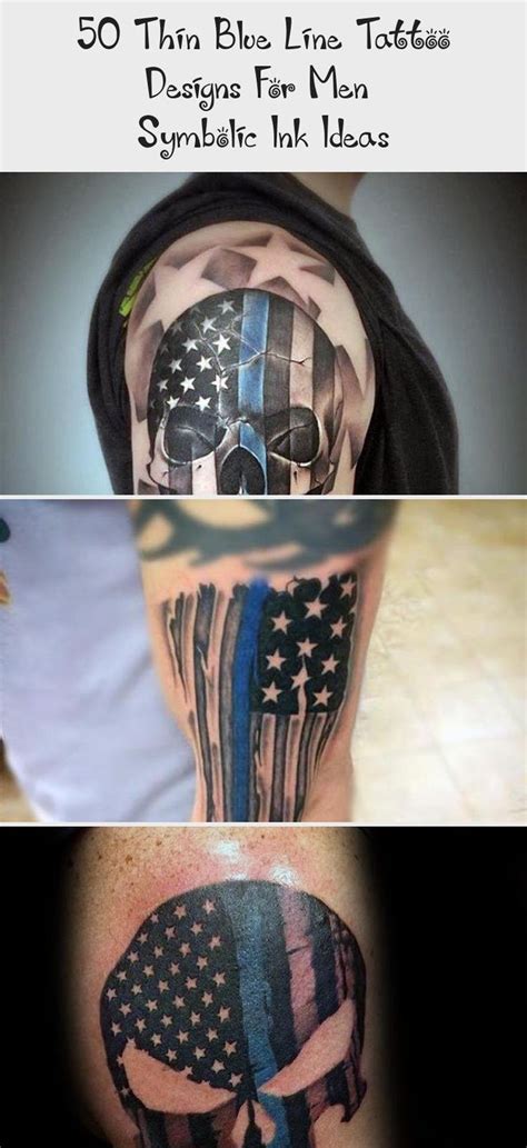 Masculine Thin Blue Line Torn Skin American Flag Tattoos
