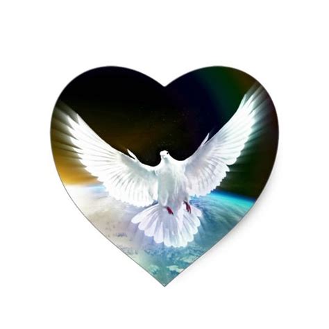 Dove Of Peace Holy Spirit Over Earth With Rainbow Heart Sticker