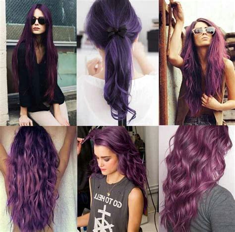 This type of hair dye is ideal if you have up to 50% grays. Different types of purple hair ideas | Hair color plum ...