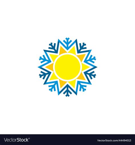 Sun And Snowflake Air Conditioner Logo Icon Vector Image