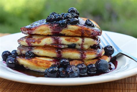 Blueberry Buttermilk Pancakes With Blueberry Maple Syrup Once Upon A Chef