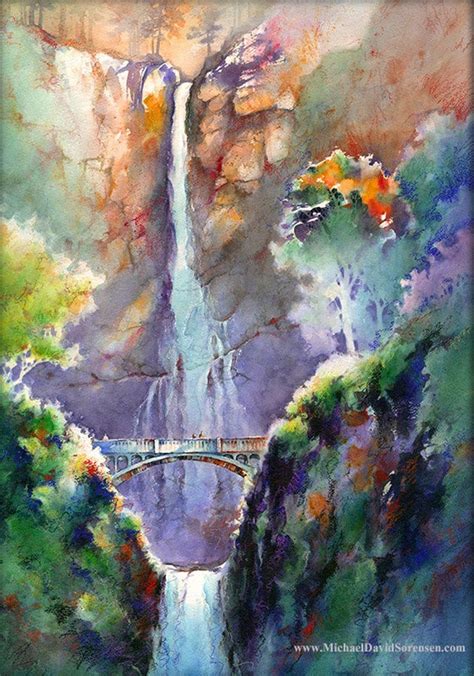 Multnomah Falls Watercolor Art Print Columbia River Gorge Etsy In
