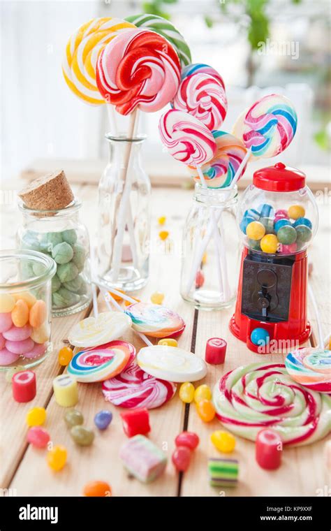 Colorful Lollipops And Candies Stock Photo Alamy