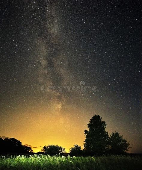 Milky Way Night Sky Stars Observing Over Forest Stock Photo Image Of