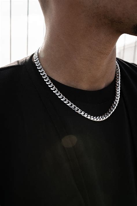 Chain Necklace Outfit Mens Jewelry Necklace Mens Silver Necklace Chains Necklace Fashion
