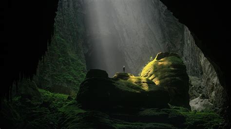 Nature Trees Cave Men Rock Sunlight Wallpapers Hd Desktop And