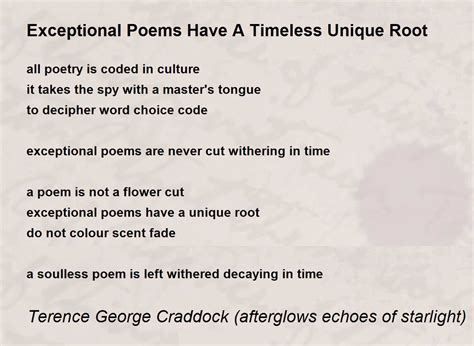 Exceptional Poems Have A Timeless Unique Root Exceptional Poems Have