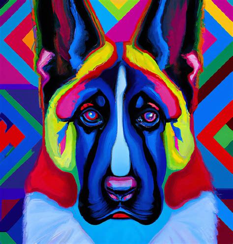 Colorful German Shepherd Dog 7 Painting By Stellart Studio Pixels
