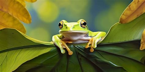 Dumpy Frog On Leaves Frog Amphibian Reptile Generative Ai 28822260